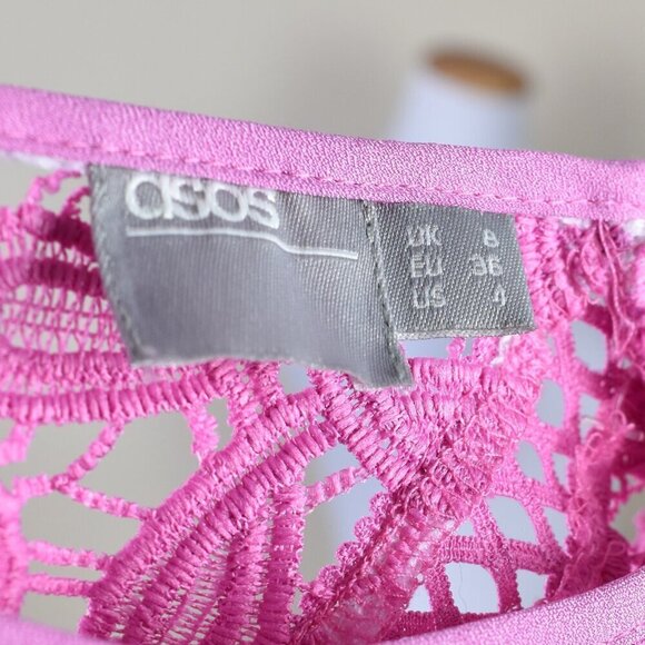 ASOS Crochet Lace Fit and Flare Pink Dress - 4 - Picture 10 of 10